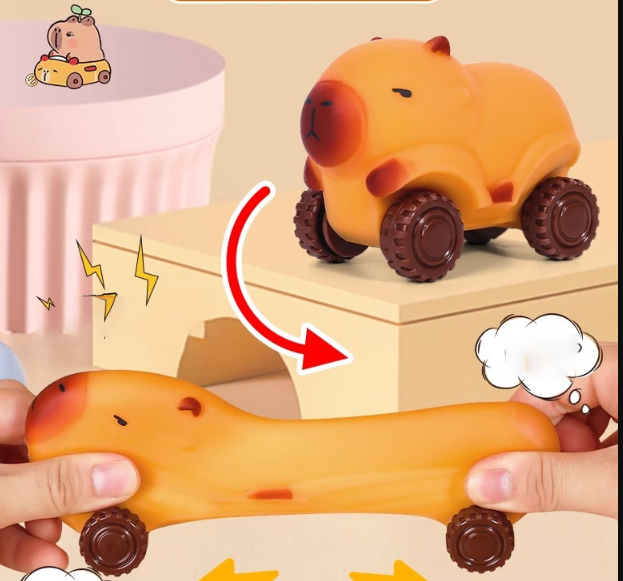 Capybara Pull Car – Soft Extensible Taba Squishy Fidget Toy