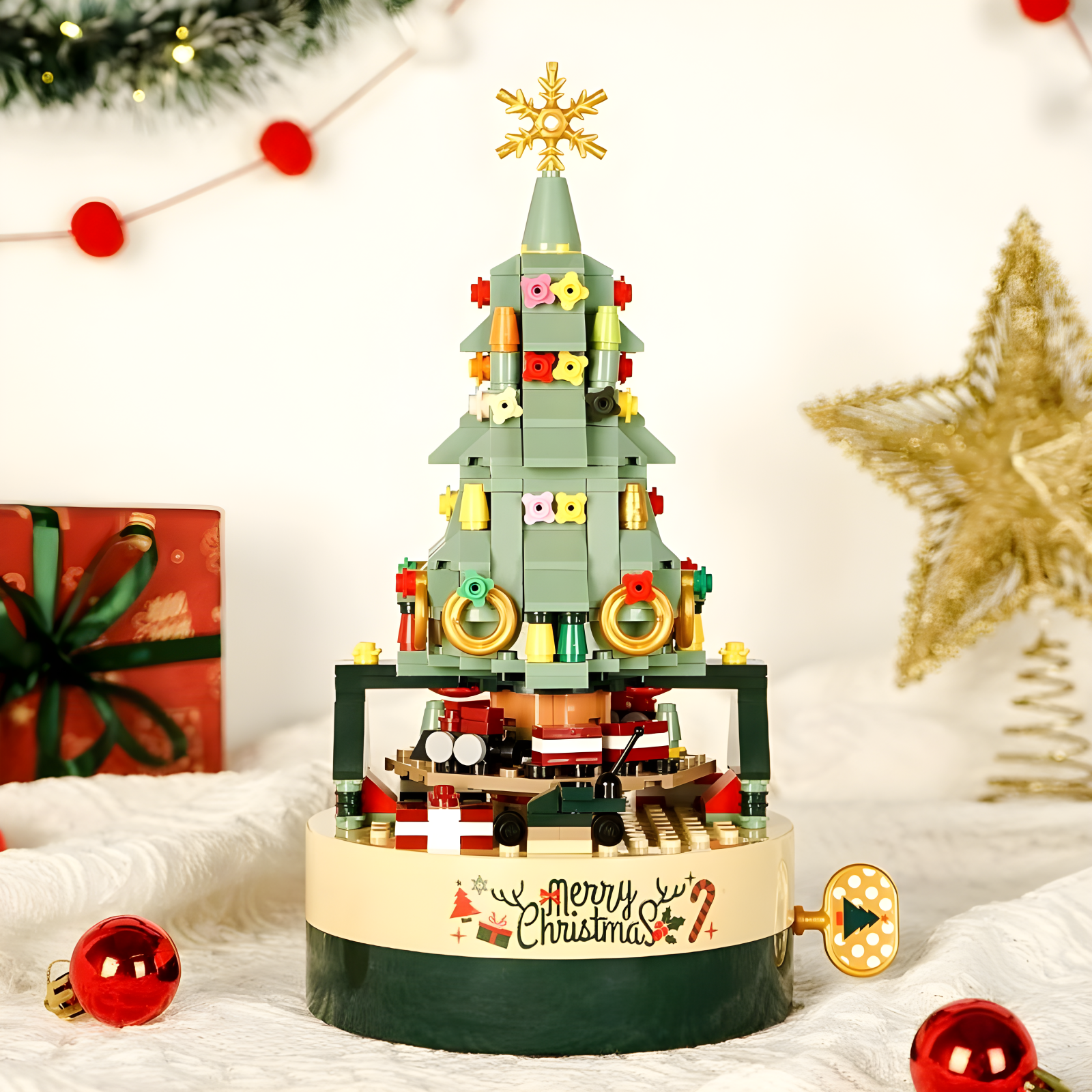 Gleetoy Christmas Tree Building Blocks with Music Box Toy (360 Pcs)