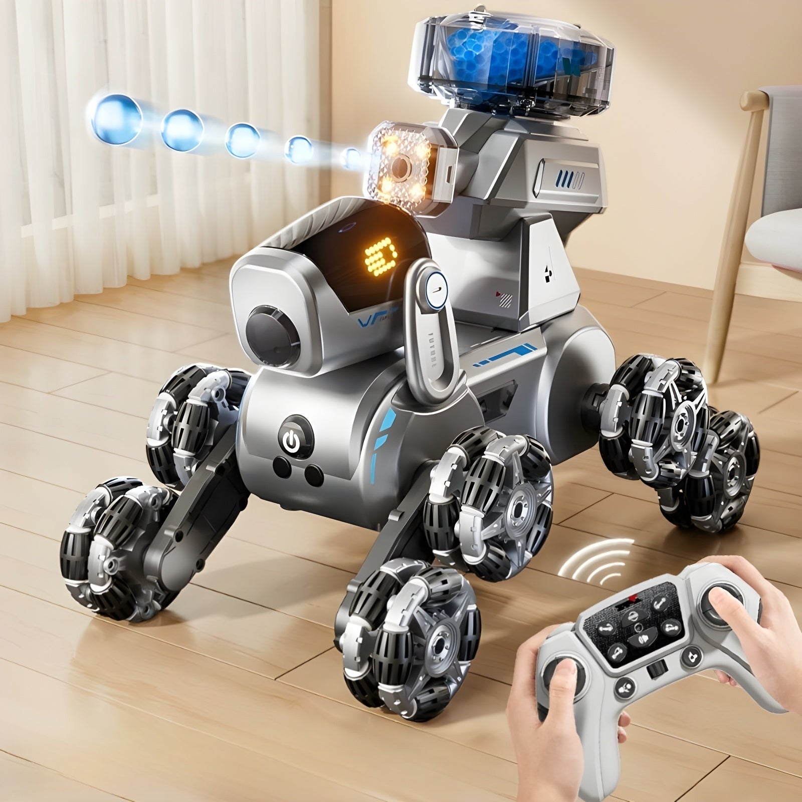 Gleetoy 8WD Remote Control Stunt Robot Dog with Gel Blaster Toy